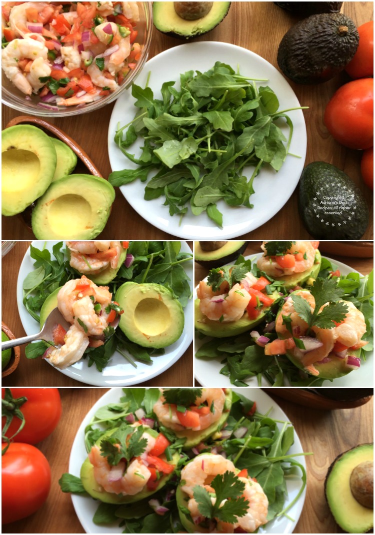 Preparing the Aguacates Stuffed with Shrimp Salad