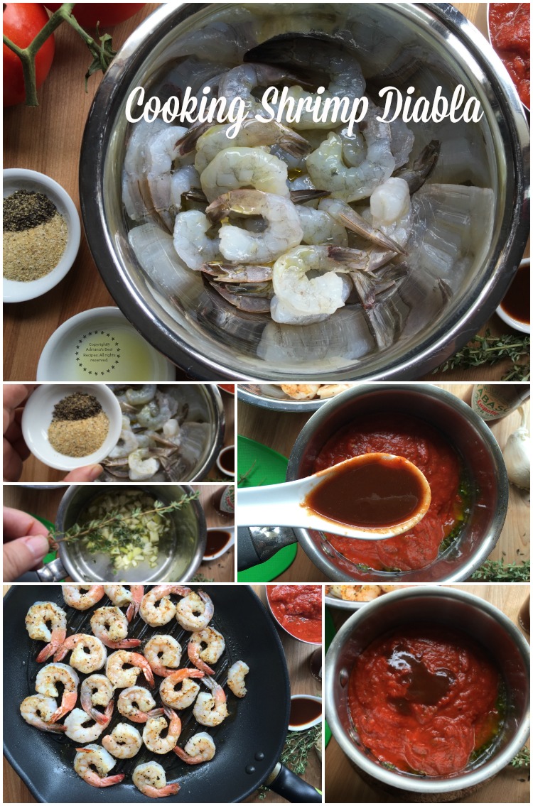Cooking shrimp diabla
