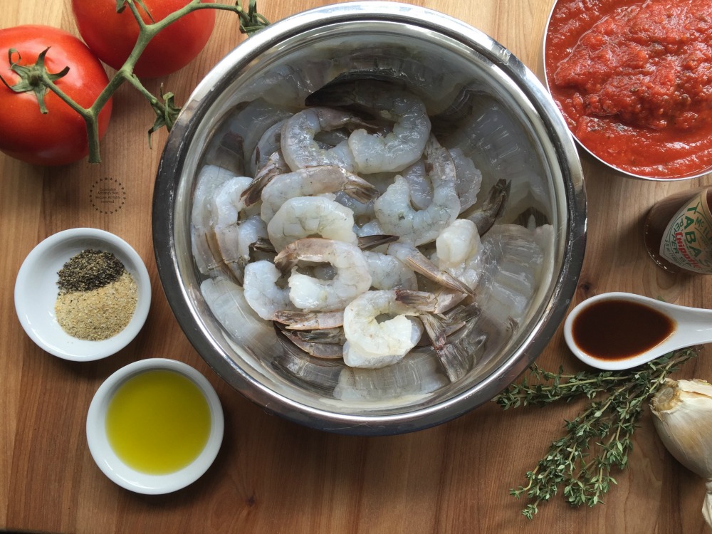 Ingredients for cooking shrimp diabla