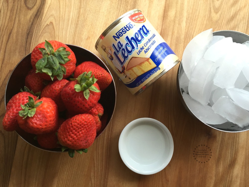Ingredients for making an easy Strawberry Horchata recipe