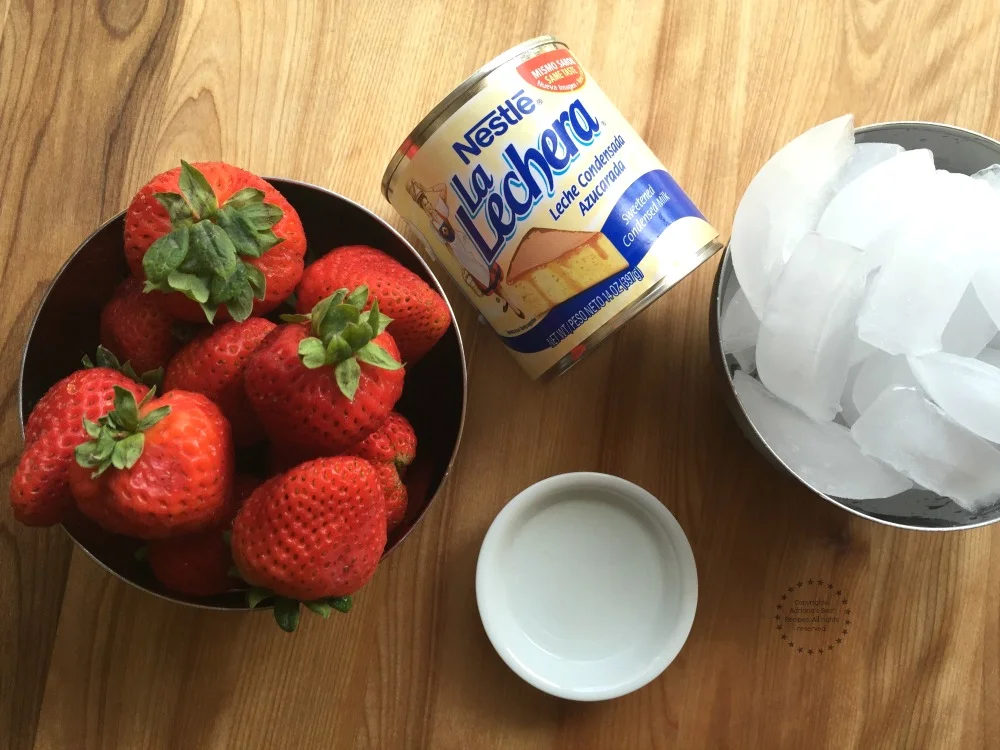 Ingredients for making an easy Strawberry Horchata recipe Ingredients for making an easy Strawberry Horchata recipe