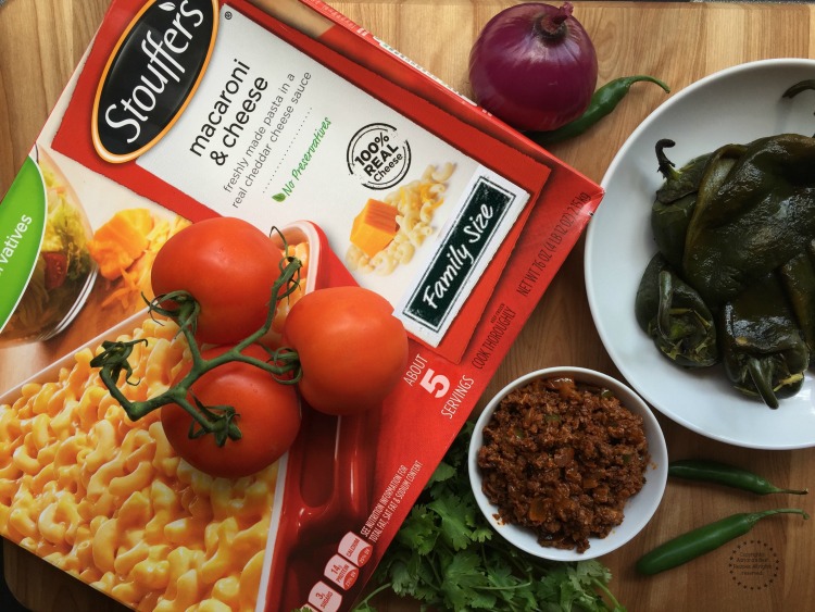 Ingredients for making the macaroni chiles rellenos