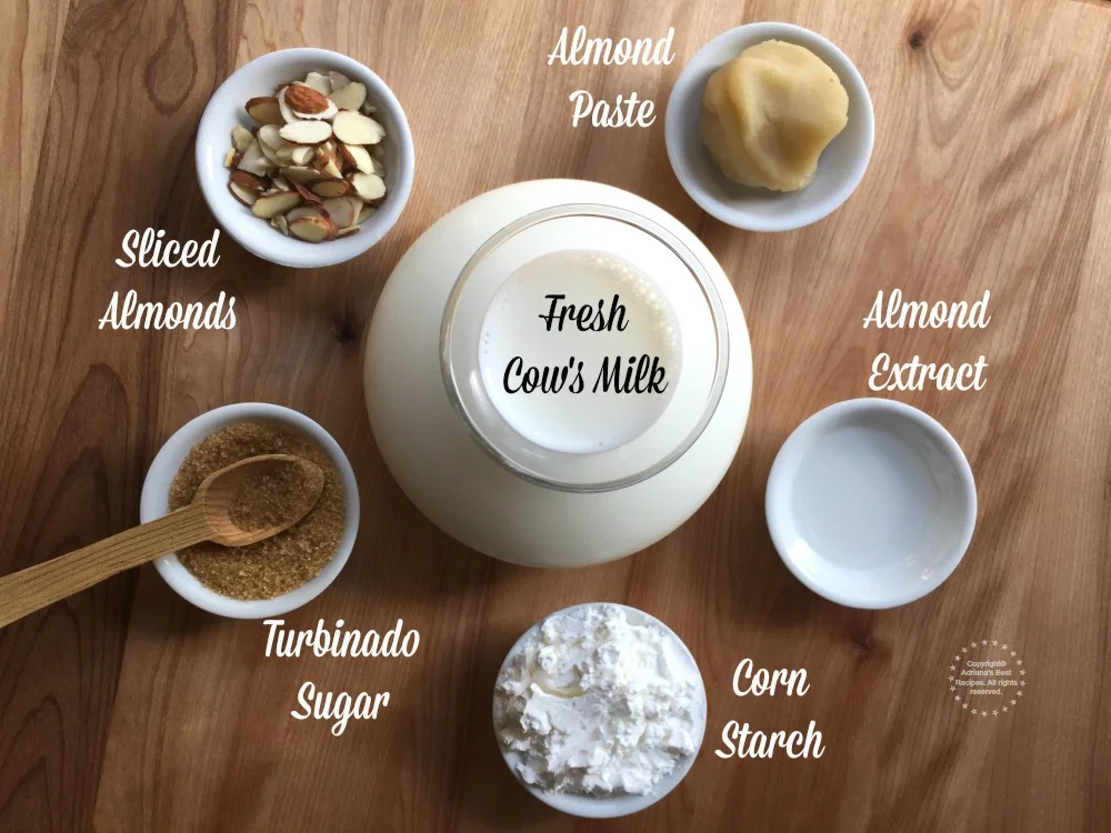 Ingredients for the almond atole Ingredients for the almond atole