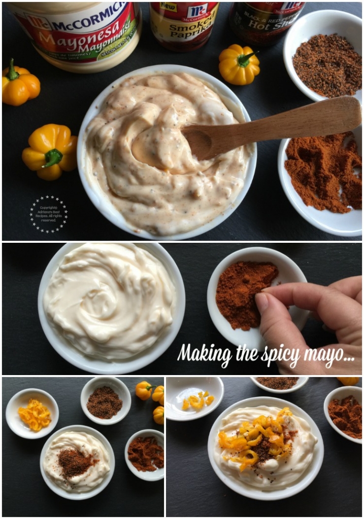 Making the spicy mayo is simple just requires few ingredients all mixed together