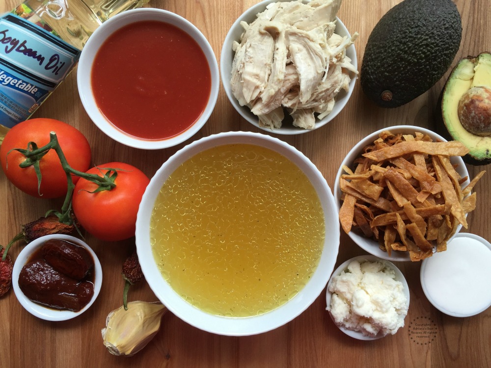 Ingredients for the Caldo Tlalpeno Soup