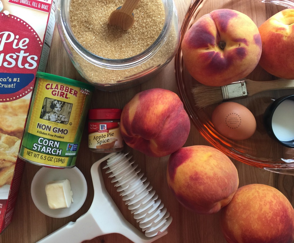 Ingredients for making the easy peach pie