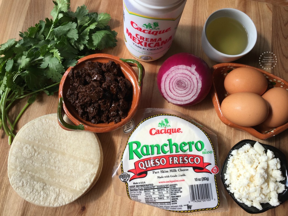 Ingredients for making the mole chilaquiles