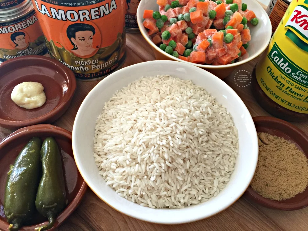 Ingredients for the Mexican White Rice recipe Ingredients for the Mexican White Rice recipe