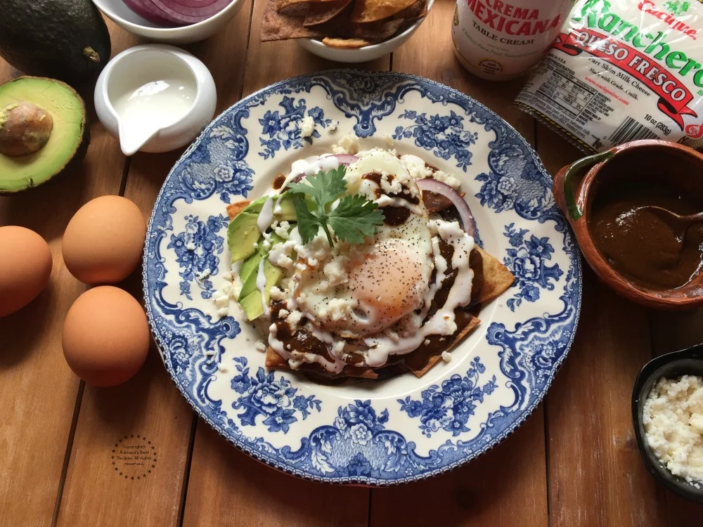 Mole Chilaquiles tasty option for breakfast or brunch Mole Chilaquiles tasty option for breakfast or brunch