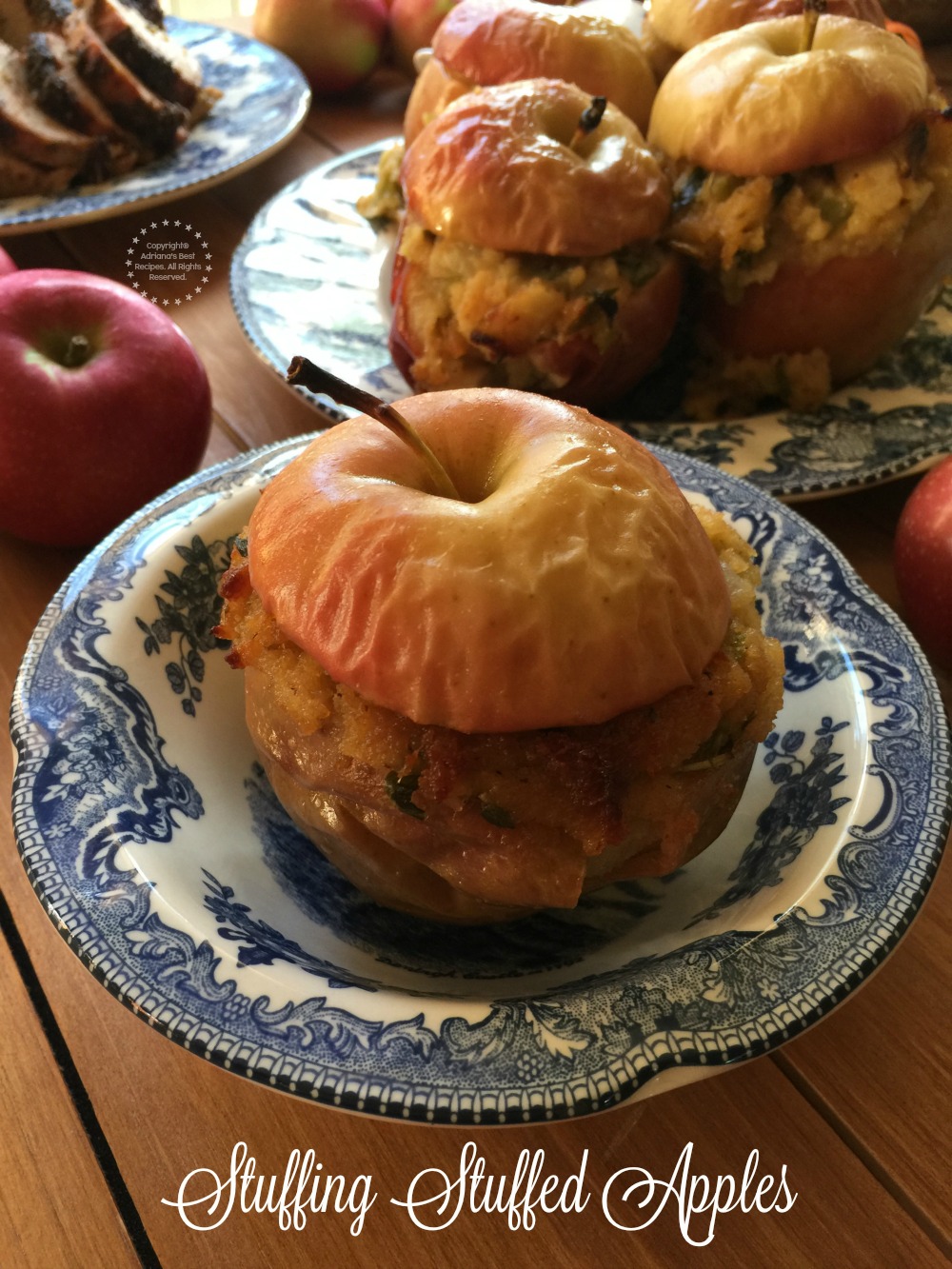 Stuffing Stuffed Apples a perfect pairing for a Chipotle Apple Beer Pork Loin 