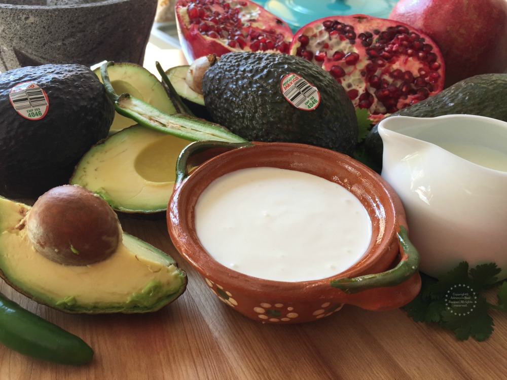 Ingredients for the Avocado Crema Chicken with Pomegranate Jewels
