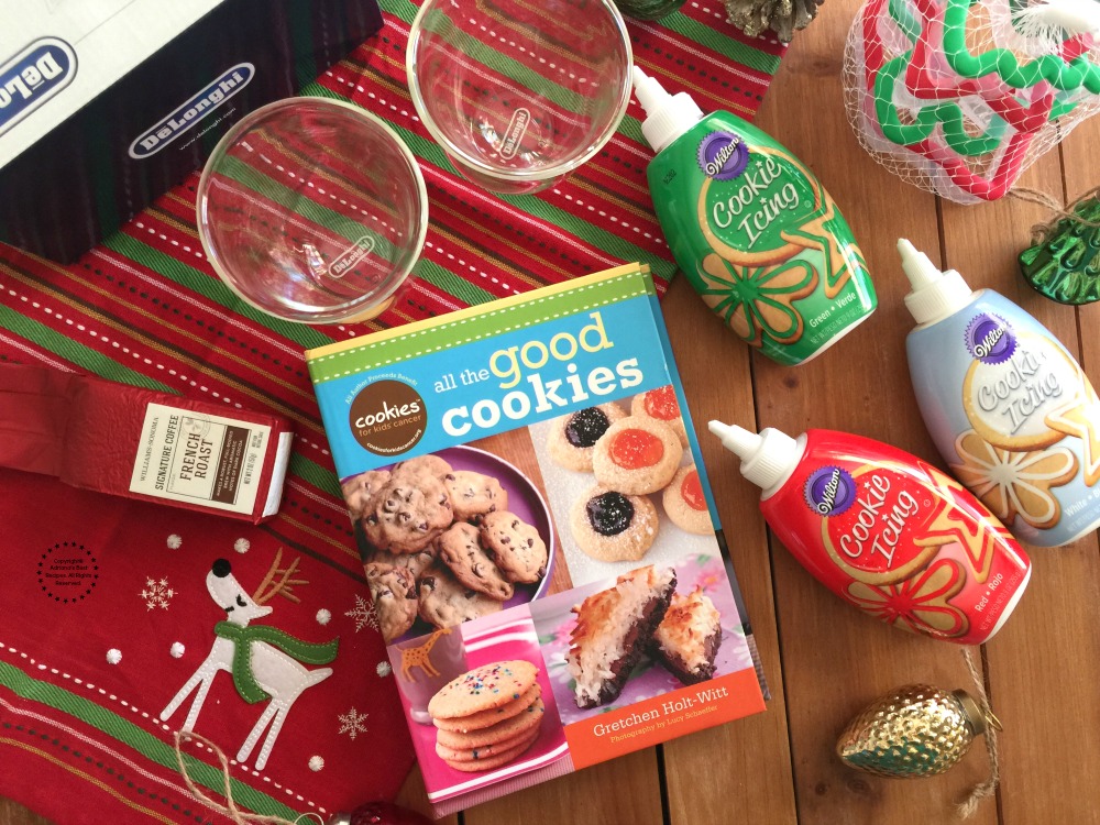 Participate for a chance to win one holiday cookie decorating gift basket sponsored by DeLonghi 