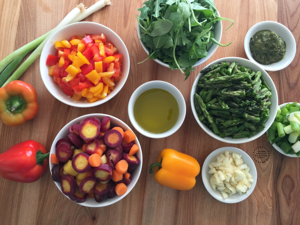 Prepping the ingredients for the pasta