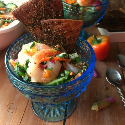 Thai Shrimp Ceviche with Flat Bread Crisps