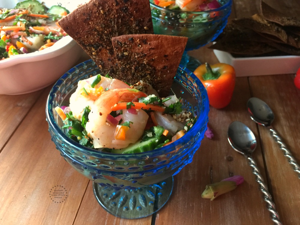 Thai Shrimp Ceviche with Flat Bread Crisps