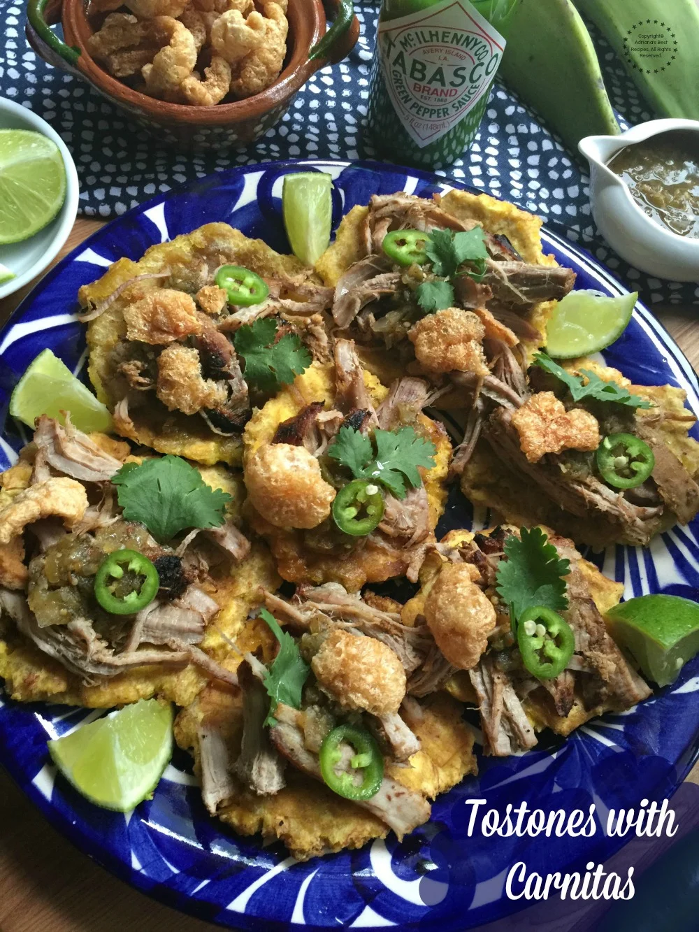 Tostones with Carnitas for easy entertaining at home 