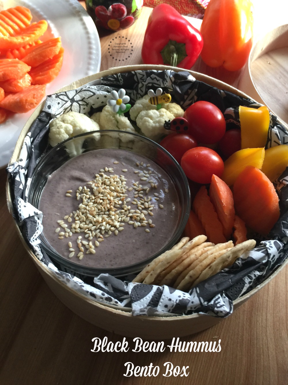 Black Bean Hummus and Veggies Bento Box