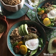 A Mexican Buddha Bowl cooked with fresh produce, Mexican spices and MorningStar Farms Grillers Crumbles. This is a tasty meatless meal for lent season
