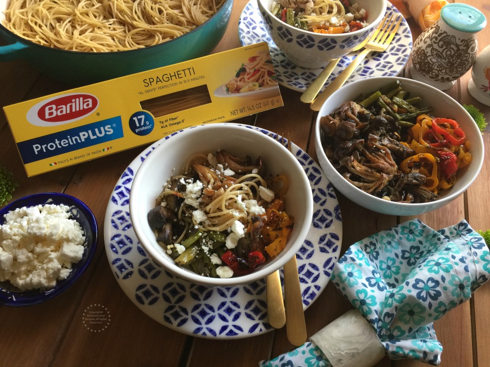 Una pasta deliciosa con verduras asadas lista en un santiamén