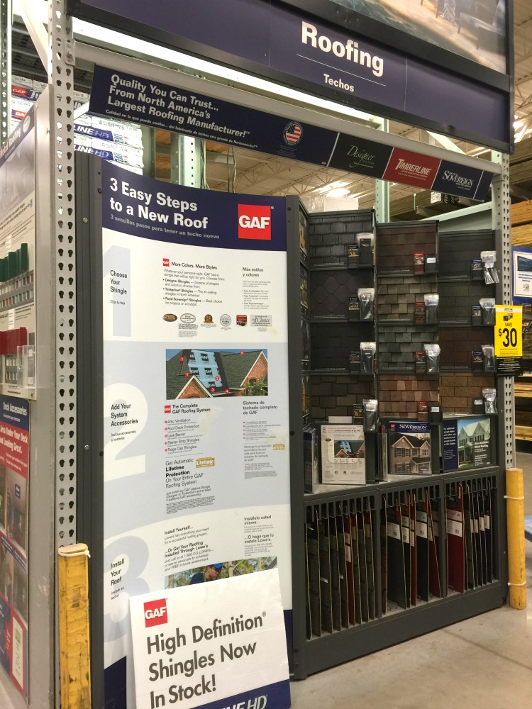 GAF display at Lowes