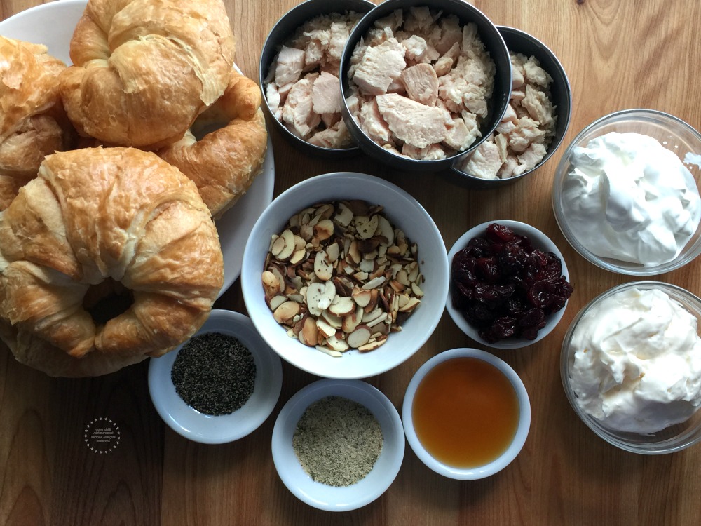 Ingredients for the Almond Cherry Chicken Salad Croissant