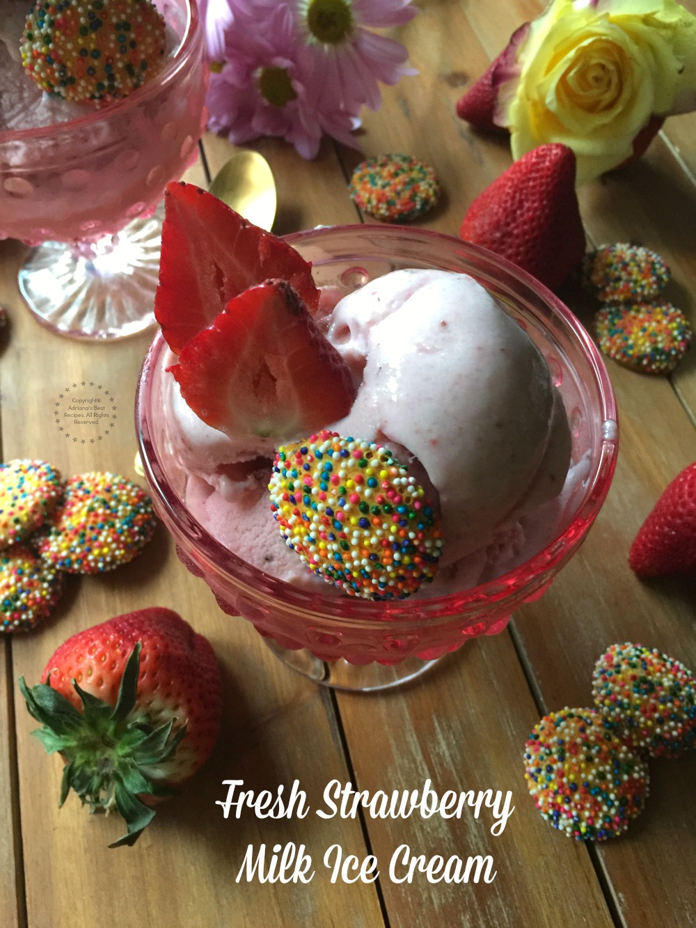 A Homemade Fresh Strawberry Milk Ice Cream A Three Ingredients Recipe and No Churn