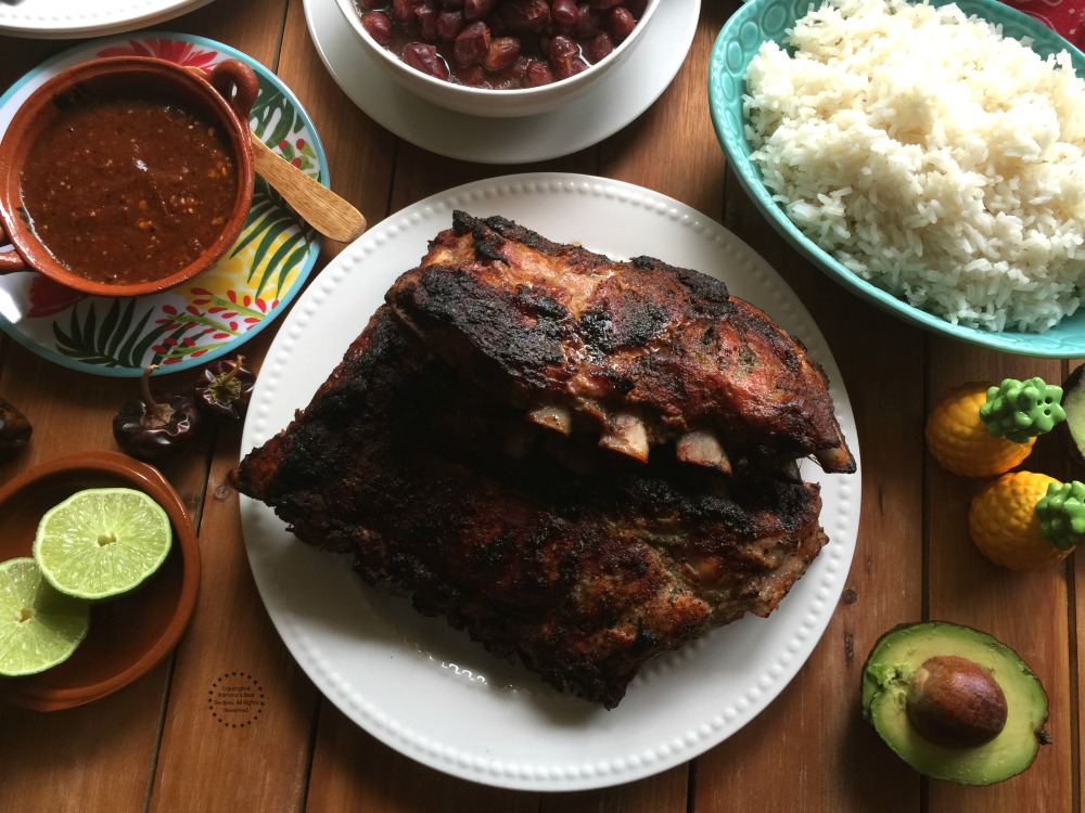 Finger licking Grilled Cuban Style Pork Ribs ready to be enjoyed