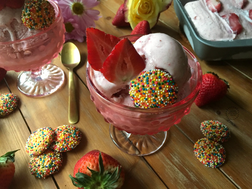 Strawberry ice cream for dessert