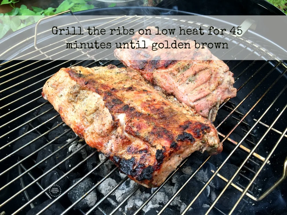 Grill the ribs for 45 minutes Grill the ribs for 45 minutes