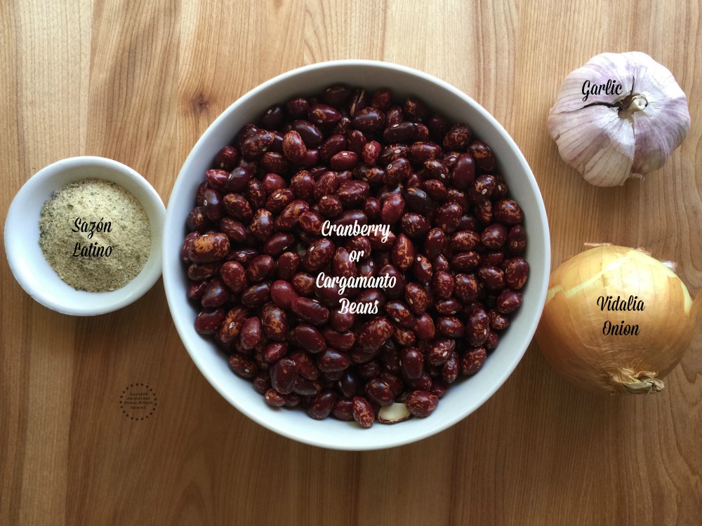 Ingredients for making the red cranberry beans