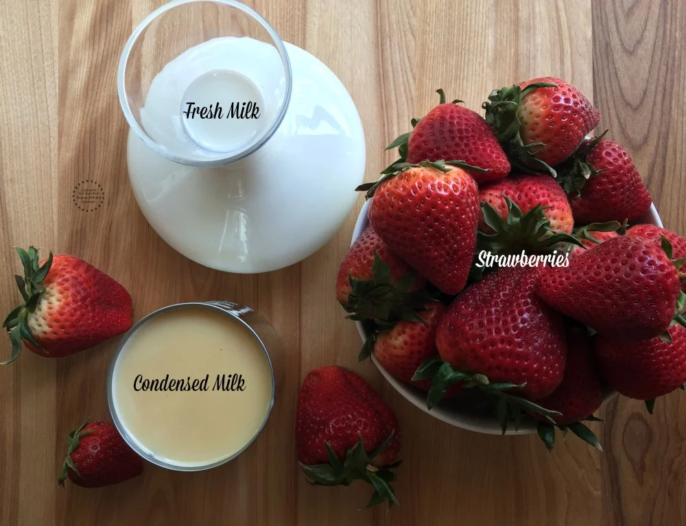Ingredients for the Fresh Strawberry Milk Ice Cream Ingredients for the Fresh Strawberry Milk Ice Cream