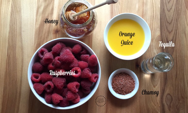 Ingredients for the Frozen Raspberry Chamoy Margarita