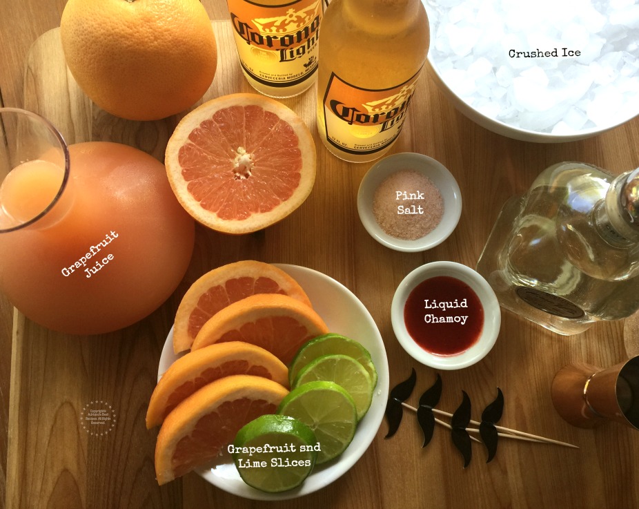 Ingredients for the Mexican Beer Paloma Cocktail