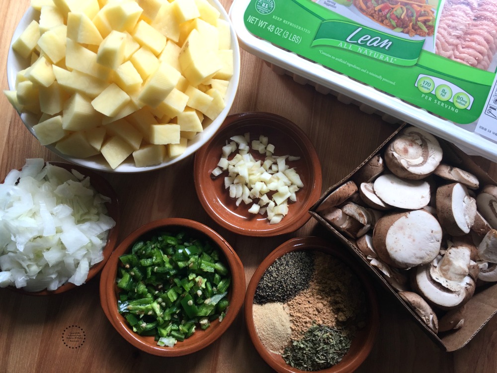Ingredients for the Mexican Turkey Picadillo Tostada Bowl