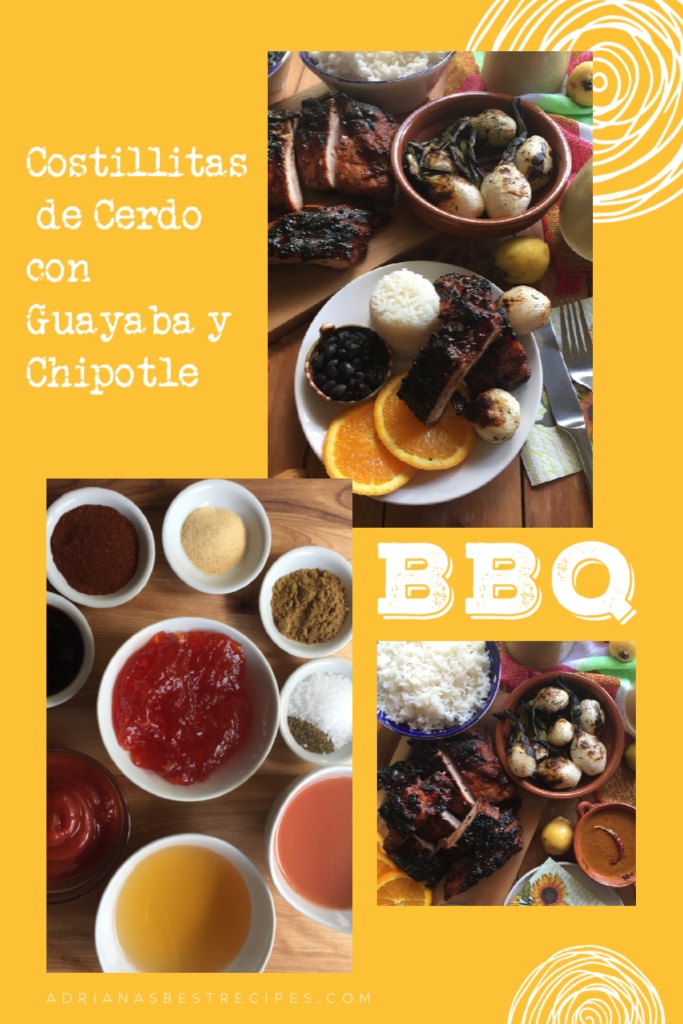 collage con imagenes de los ingredientes y platillo con carne de cerdo