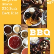 Showcasing the ingredients and final presentation for the sweet and spicy BBQ pork back ribs