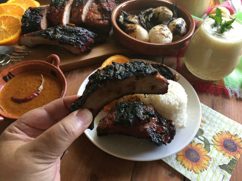 Una mano tomando la costilla con los dedos