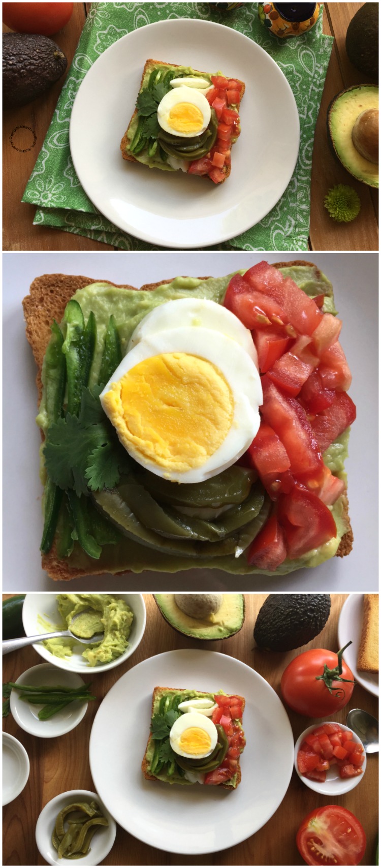 Una tostada tricolor con aguacate para celebrar la herencia hispana es el bocado perfecto para comenzar el día con un delicioso desayuno o para disfrutar de un almuerzo rápido o después de hacer ejercicio