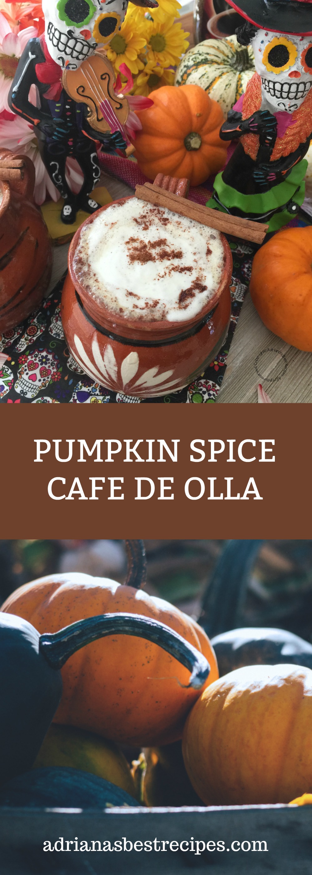 The Pumpkin Spice Cafe de Olla is inspired by the Pumpkin Spice Caffe Latte but with a Mexican touch. A yummy option for the Day of the Dead feast