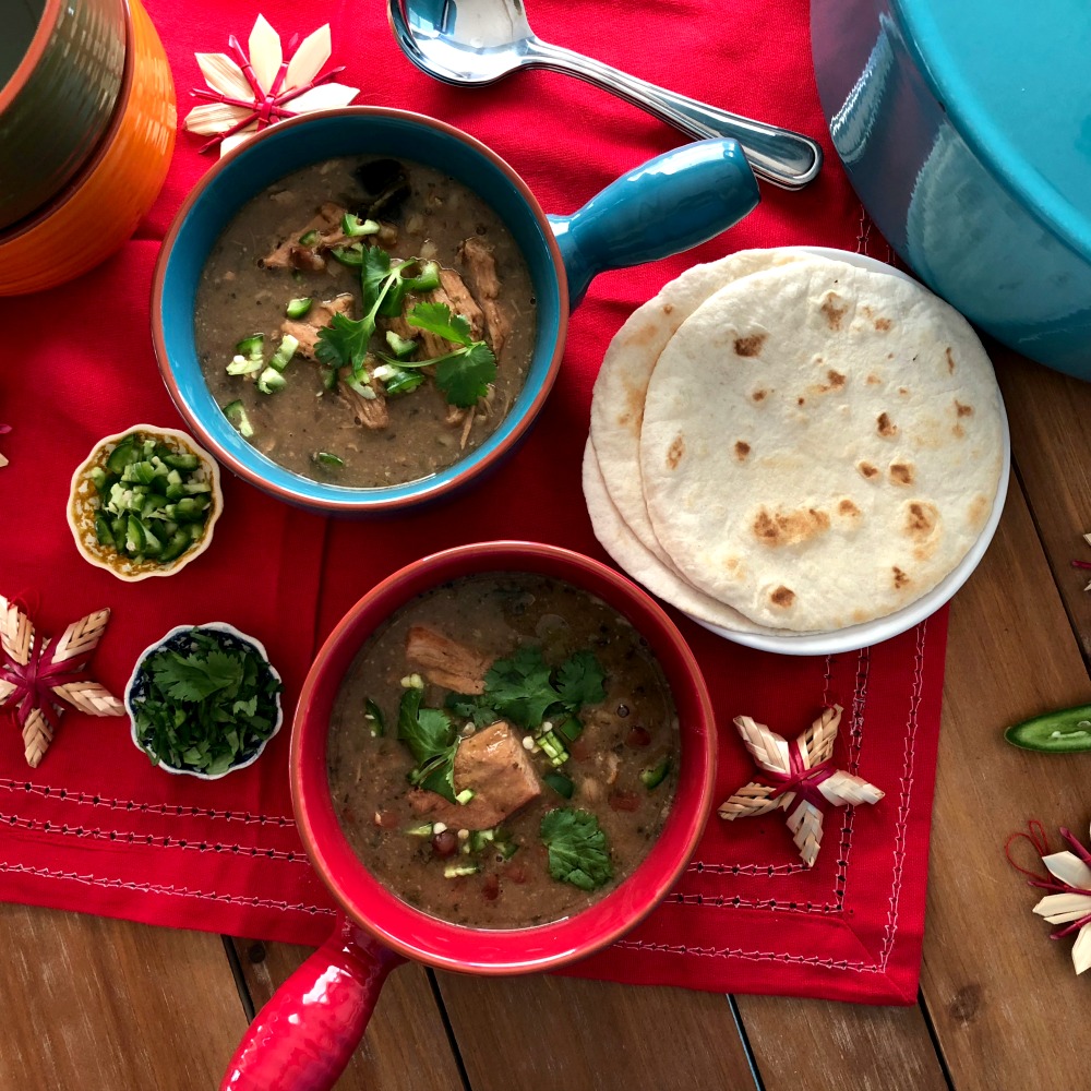 Serving the Sonora Pork Stew with Homemade Flour Tortillas