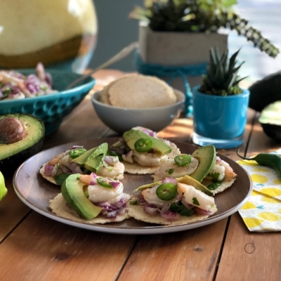 Tostaditas de Ceviche de Camarón