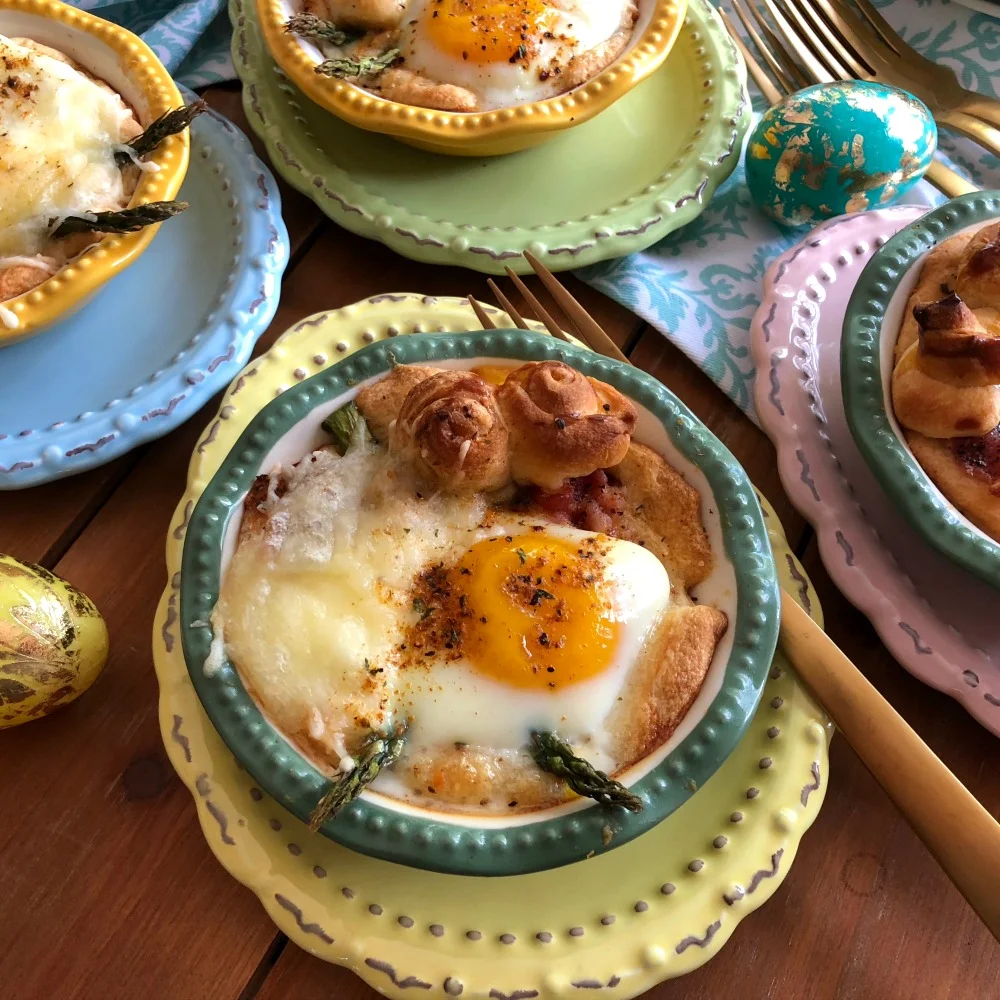 Serving delightful bacon asparagus egg mini pies and making springtime memories Serving delightful bacon asparagus egg mini pies and making springtime memories