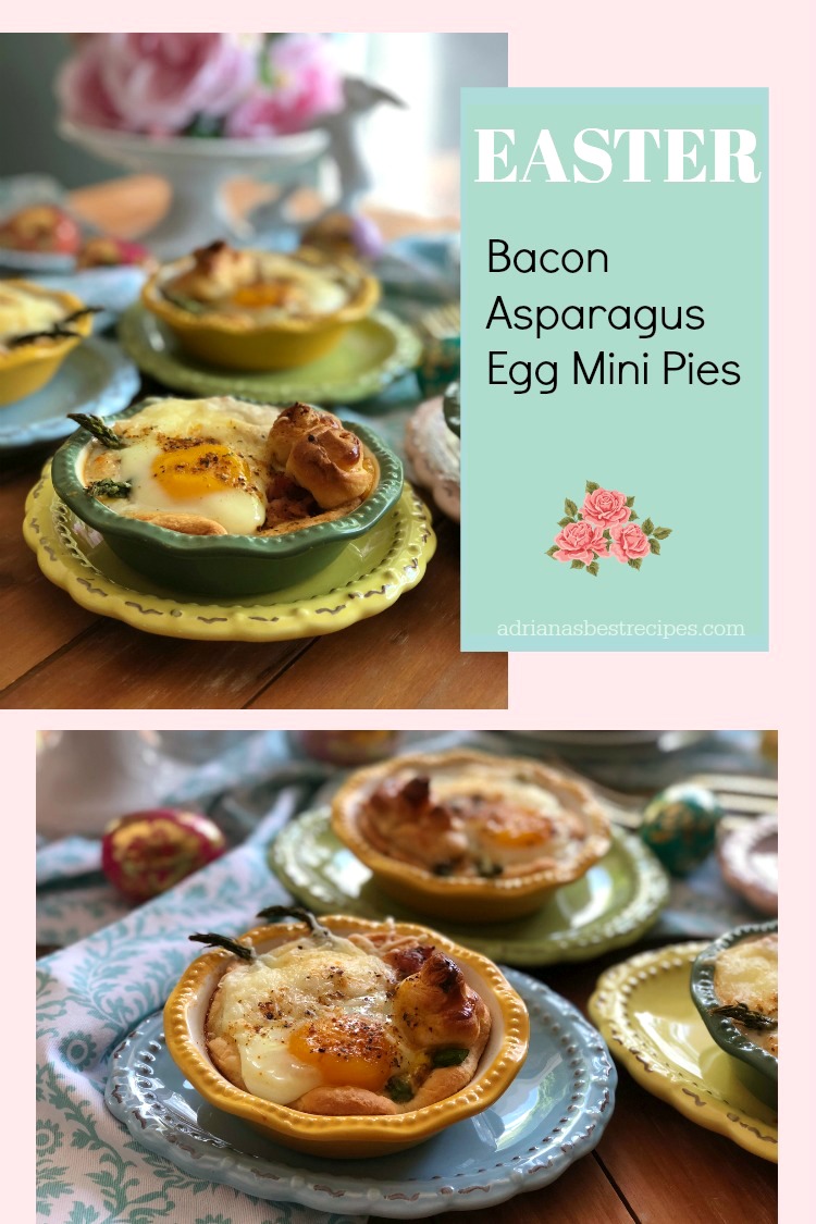 The bacon asparagus egg mini pies are a very nice option for upcoming springtime brunches with the family
