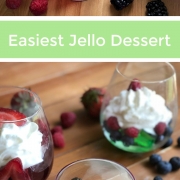 This is the easiest Jello Dessert ever. Made with ready to use jello, whipped cream and seasonal fruits.