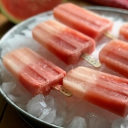 Tasty watermelon lemonade ice pops or paletas