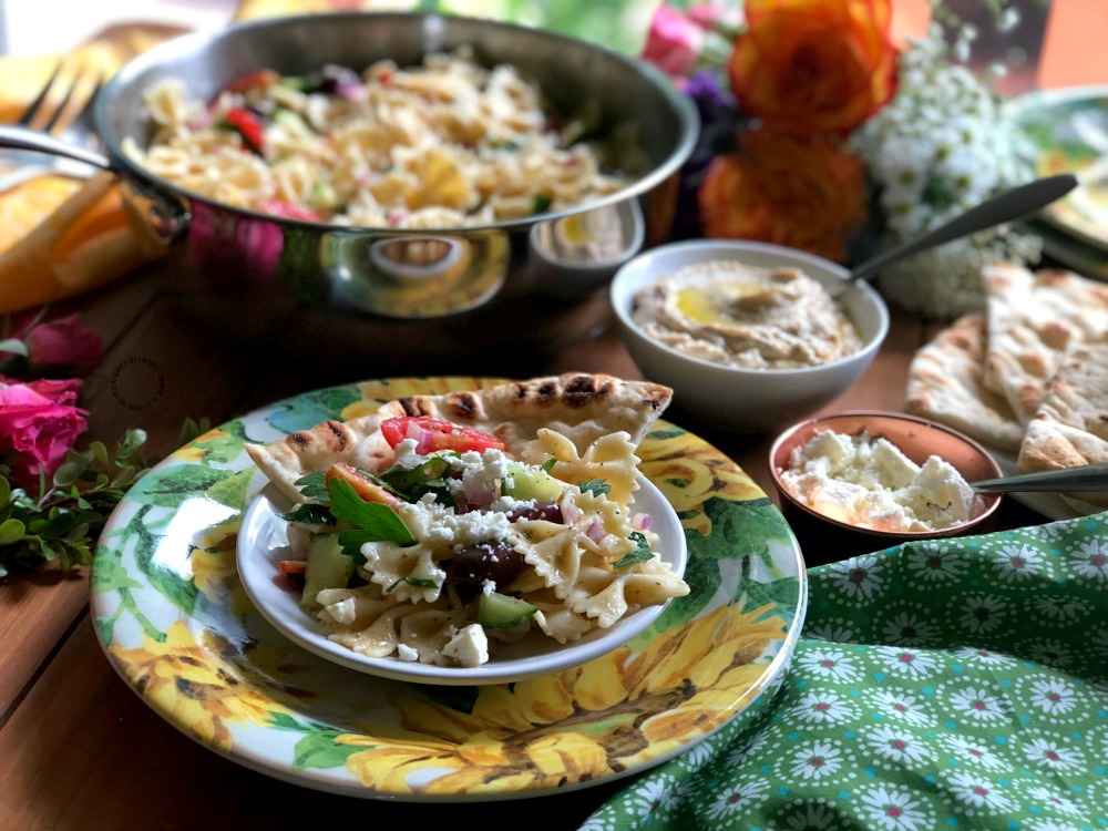 Farfalle Pasta Salad Greek Style for Family Dinner