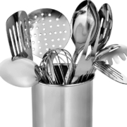 Set of stainless steel cooking utensils