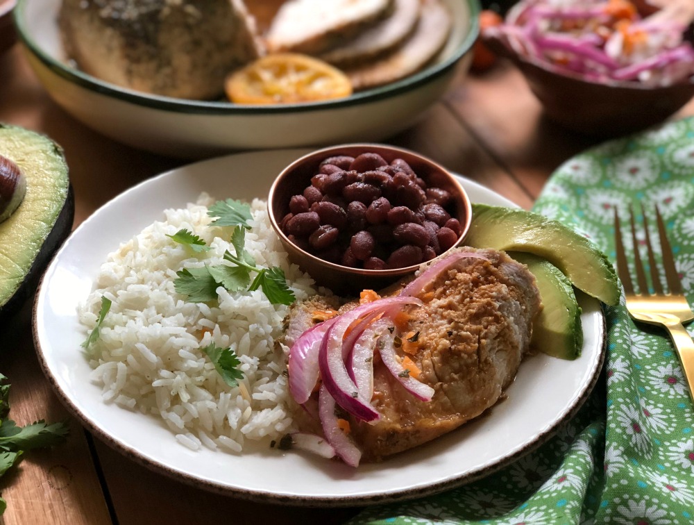 Deliciosa cena con lomo de cerdo con tequila y limón