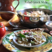 The farfalle pasta salad Greek style is a perfect starter to a family dinner