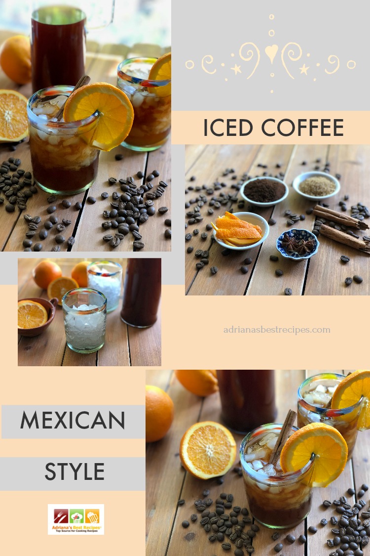 Inspired by the Mexican coffee zone and the love I have for coffee, I have created a delicious recipe: an Iced Coffee Mexican Style. Made with freshly ground Mexican coffee beans, cinnamon, star anise, orange peel, turbinado sugar or piloncillo (known in other countries as panela or melao), ice and water. #NationalCoffeeDay #MexicanCuisine